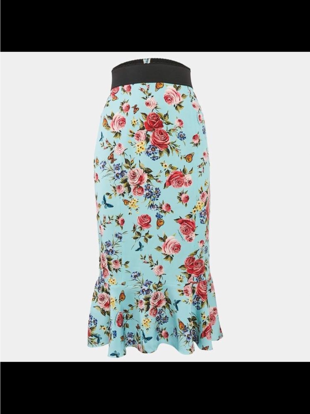 Dolce & Gabbana Blue Floral Mermaid Midi Skirt